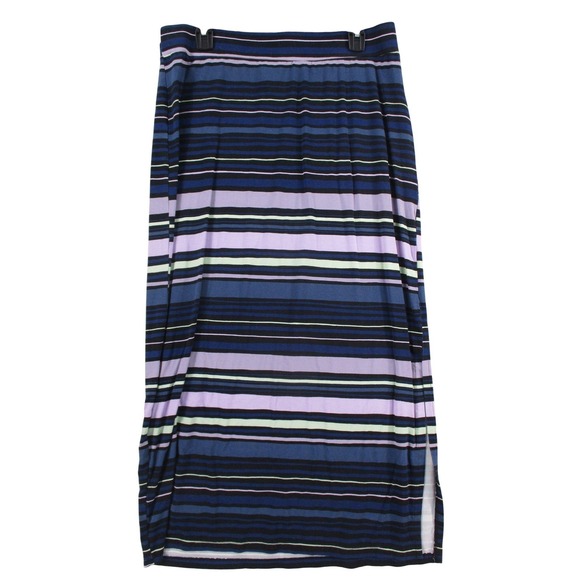 Liz Claiborne Dresses & Skirts - Liz Claiborne Studio Striped Maxi Skirt Blue Purple L Jersey Knit Side Slit